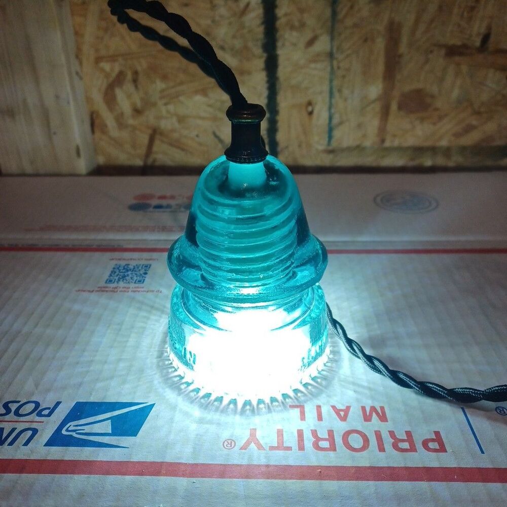 Glass Insulator Hanging Pendant Light with Wall Plug and Dimmable light Railroad